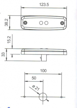 Technische Zeichnung der Rubbolite LED Markierungsleuchte 890/01/04 mit Maßangaben